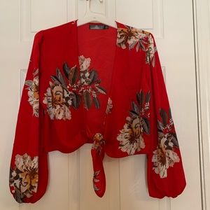 Red tie crop top size medium